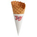 a white cone with red logo