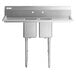 A Regency stainless steel commercial sink with two compartments and drainboards.