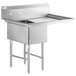 a stainless steel sink with a rectangular sink