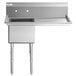 A Regency stainless steel sink with a right drainboard and legs.