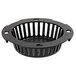 A black plastic bowl with holes on the top.