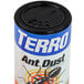 A container of Terro Ant Dust with ants on it.