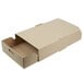 A brown cardboard box with the lid open on a white background.