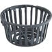 A black cast iron dome strainer with vertical bars.