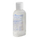 A clear plastic bottle with a white cap filled with clear liquid.
