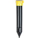 A black and yellow plastic cylinder with a white lid.