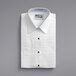 A folded white Henry Segal tuxedo shirt with black buttons.