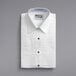 A folded white Henry Segal tuxedo shirt with black buttons.