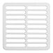 A white rectangular Zurn floor sink grate with rectangular holes.
