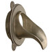 A Zurn bronze downspout nozzle with a curved metal end and a hole.