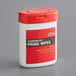 A white container with a red lid of CDN PW90 Anti-Bacterial Thermometer Probe Wipes.