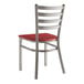 A Lancaster Table & Seating clear coat finish ladder back chair with a mahogany wood seat on a white background.