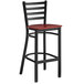 a black and red bar stool