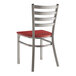 A Lancaster Table & Seating clear coat finish ladder back chair with a mahogany wood seat.