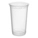 A clear 20 oz. compostable plastic cold cup.