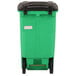 A lime green Toter rectangular rollout cart with black wheels and a lid.