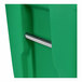 A lime green Toter rectangular outdoor trash can with a metal handle.