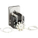A close-up of a small metal Avantco driving motor with wires.