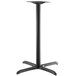 A black metal Lancaster Table & Seating Excalibur table base with a black pedestal column.