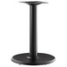 A black metal Lancaster Table & Seating Excalibur outdoor table base with a black pole.