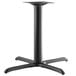 A black metal Lancaster Table & Seating Excalibur outdoor table base with a square top pedestal.