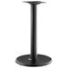 A black metal Lancaster Table & Seating Excalibur outdoor table base with a black pole.