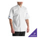 A unisex white short sleeve chef coat in size 6XL with customizable options.