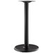 A black metal Lancaster Table & Seating Excalibur outdoor table base with a black pole.