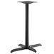 A Lancaster Table & Seating black metal outdoor table base with a black pedestal column.