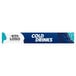 A white rectangular sign panel with blue and white text that says "cold drinks"