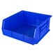 A blue plastic Metro stack bin.