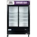 A white customizable sign panel for Avantco GDS-33-HC merchandisers.