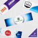 A customizable white sign panel for Avantco merchandisers with a group of rectangular business cards.