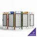 A group of Avantco white swing glass door refrigerators with shelves.