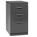 a grey file cabinet with silver handles