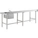 A Regency stainless steel work table with a sink on the right and cross bracing.