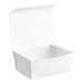 A white paper take-out container with a windowed lid, designed for tamper-evident food packaging.
