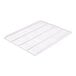 A white coated wire shelf with a grid on it.
