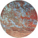 An American Metalcraft faux reclaimed wood melamine round serving board on a table.