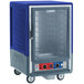 A blue and silver Metro C5 heated holding and proofing cabinet with a clear door.