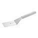 A Mercer Culinary Millennia square edge turner with a white handle.