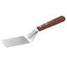 A metal spatula with a wooden handle.