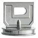 A silver metal Waste Drain Plunger Valve bracket with a hole in the center.