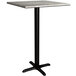 A Lancaster Table & Seating Excalibur square bar height table with a black base and a gray textured top.