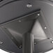 A close up of a black metal Lancaster Table & Seating bar height table top with a smooth finish.