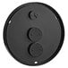 A black circular thermometer with two round gauges.