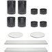 A black stainless steel cylindrical riser with white dots and holes.