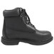 A black Genuine Grip steel toe leather boot with laces.