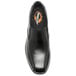 A close-up of a black Genuine Grip men's slip-on dress shoe with an orange sole.