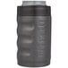 A black Grizzly stainless steel can cooler with a textured charcoal grip and grey lid.